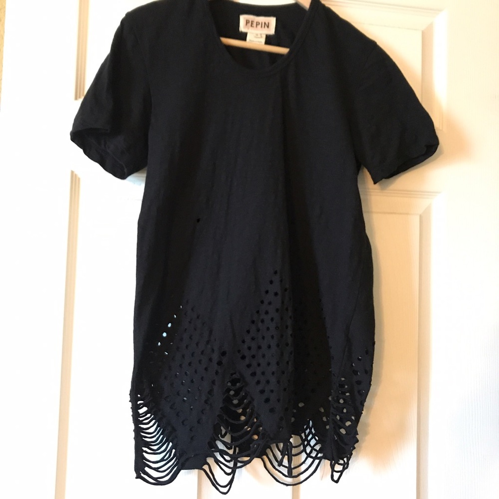 🖤 PEPIN | detailed handmade black t shirt MEDIUM
